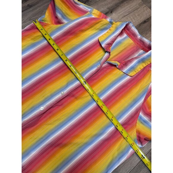 Jill McGowan Womens Multicolor Striped Button-Up LS Shirt Festival Rainbow Patte - Picture 3 of 6